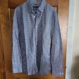 Nautica Men's Navy and White Gingham Shirt